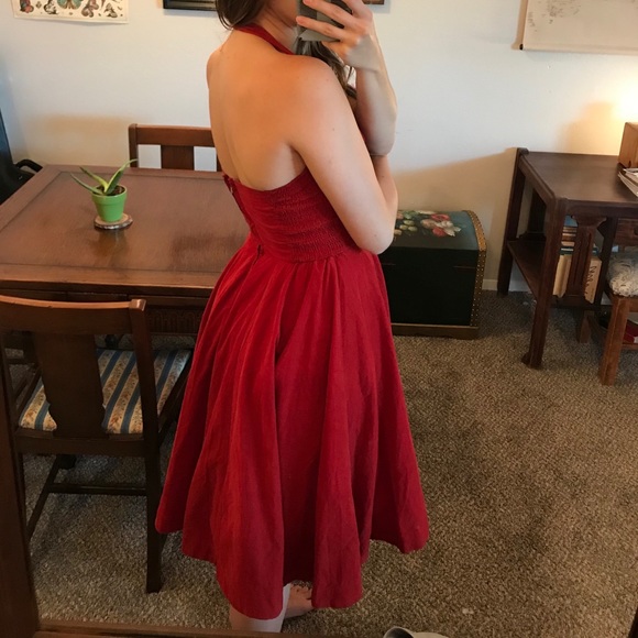 red vintage style corduroy dress - Picture 6 of 13